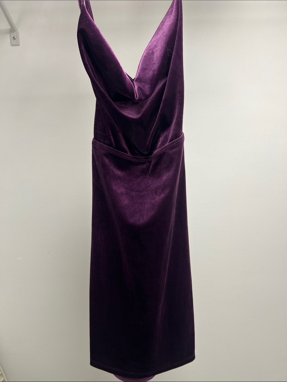 Velvet Cowl Neck Mini Dress in Plum